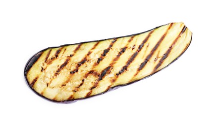 Photo of Slice of grilled eggplant isolated on white, top view