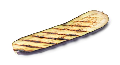 Photo of Slice of grilled eggplant isolated on white
