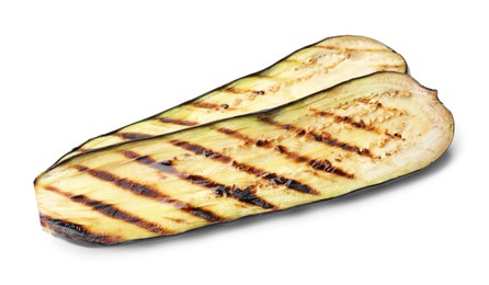 Photo of Slices of grilled eggplant isolated on white