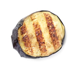 Photo of Slice of grilled eggplant isolated on white, top view
