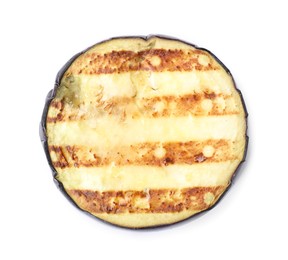 Photo of Slice of grilled eggplant isolated on white, top view