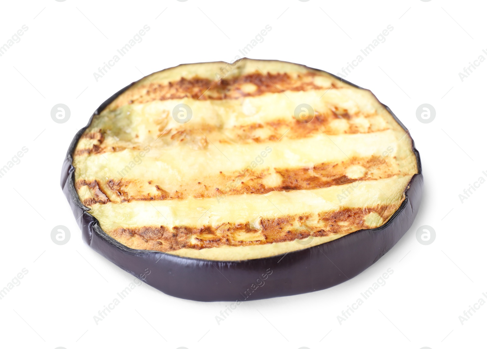 Slice of grilled eggplant isolated on white Photo of Slice of grilled eggplant isolated on white