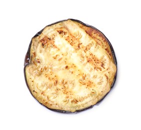 Photo of Slice of grilled eggplant isolated on white, top view