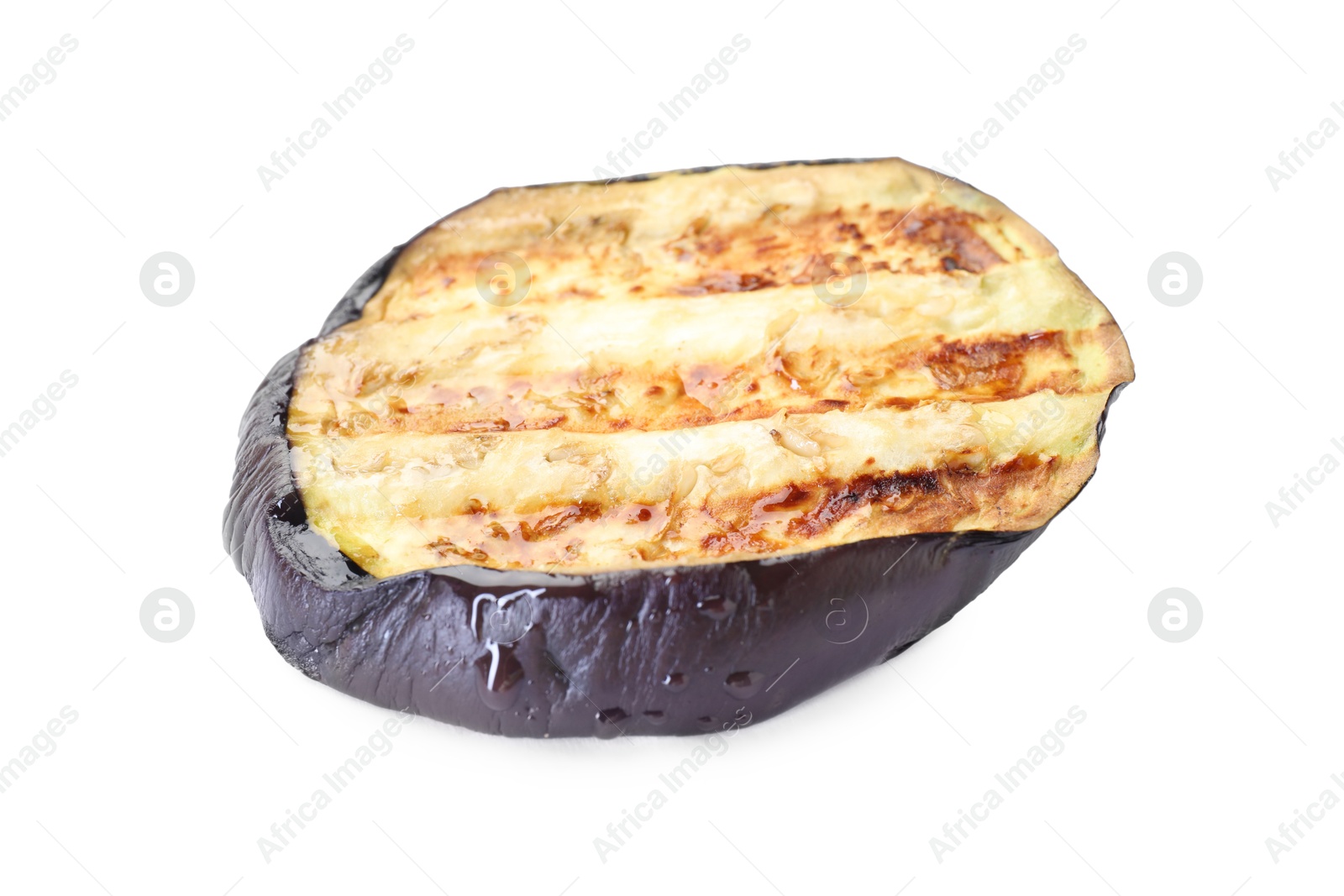 Slice of grilled eggplant isolated on white Photo of Slice of grilled eggplant isolated on white