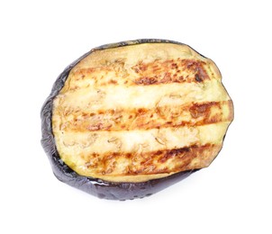 Photo of Slice of grilled eggplant isolated on white, top view