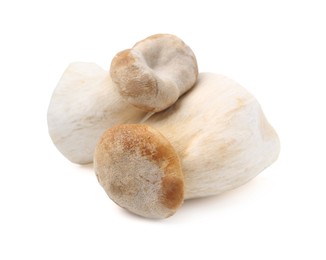 Photo of Fresh raw eryngii mushrooms isolated on white