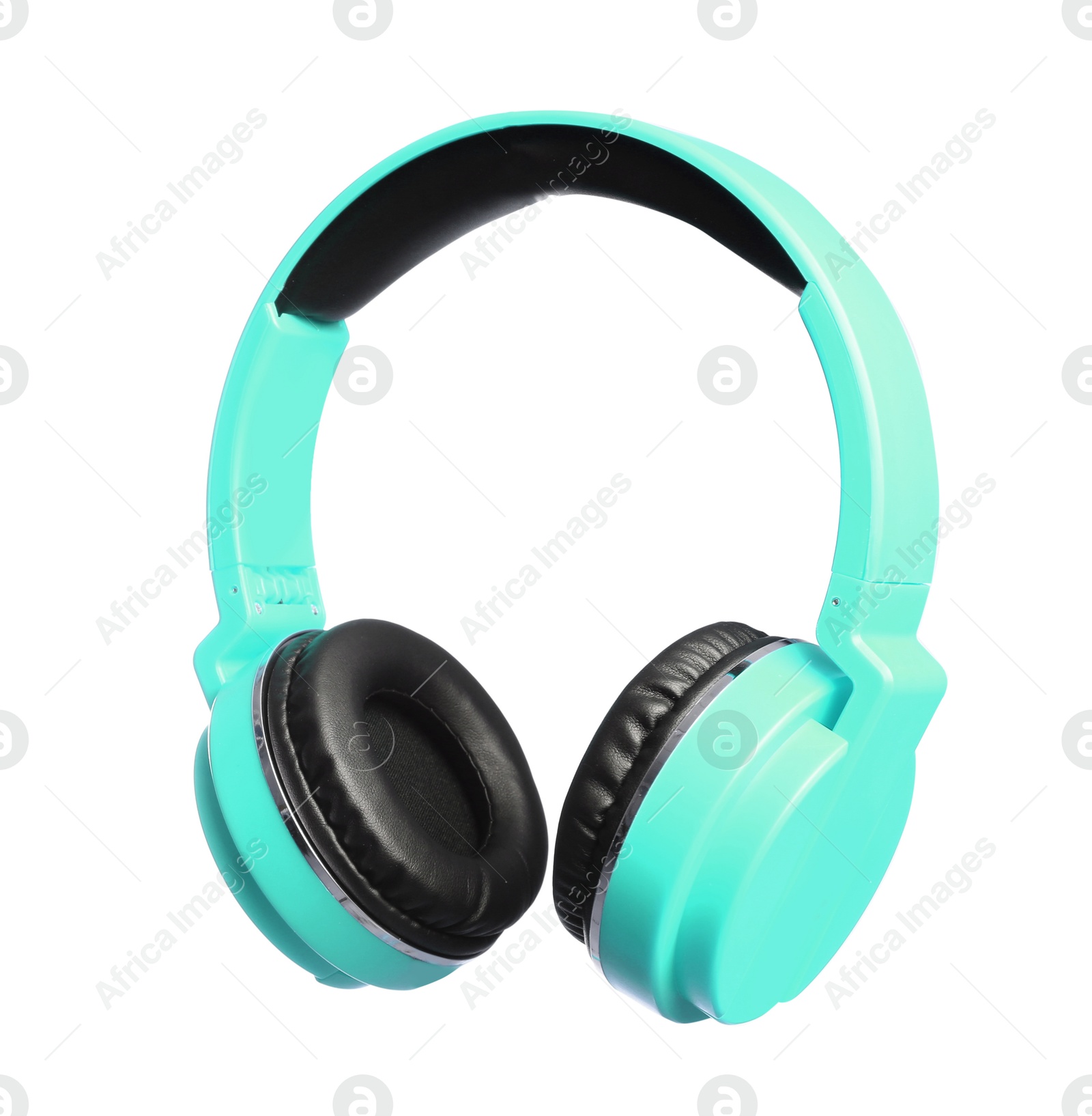 Turquoise headphones with pads on white background Image of Turquoise headphones with pads on white background