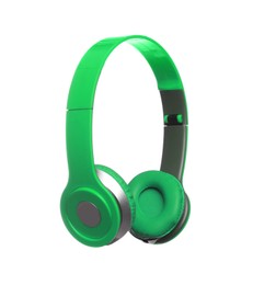 Image of Light green headphones with pads on white background