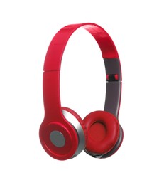 Image of Red headphones with pads on white background