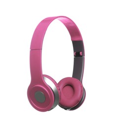 Image of Pink headphones with pads on white background