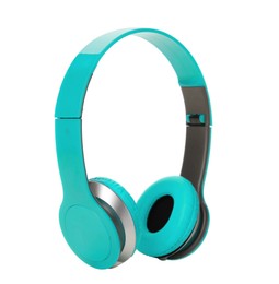 Image of Turquoise headphones with pads on white background