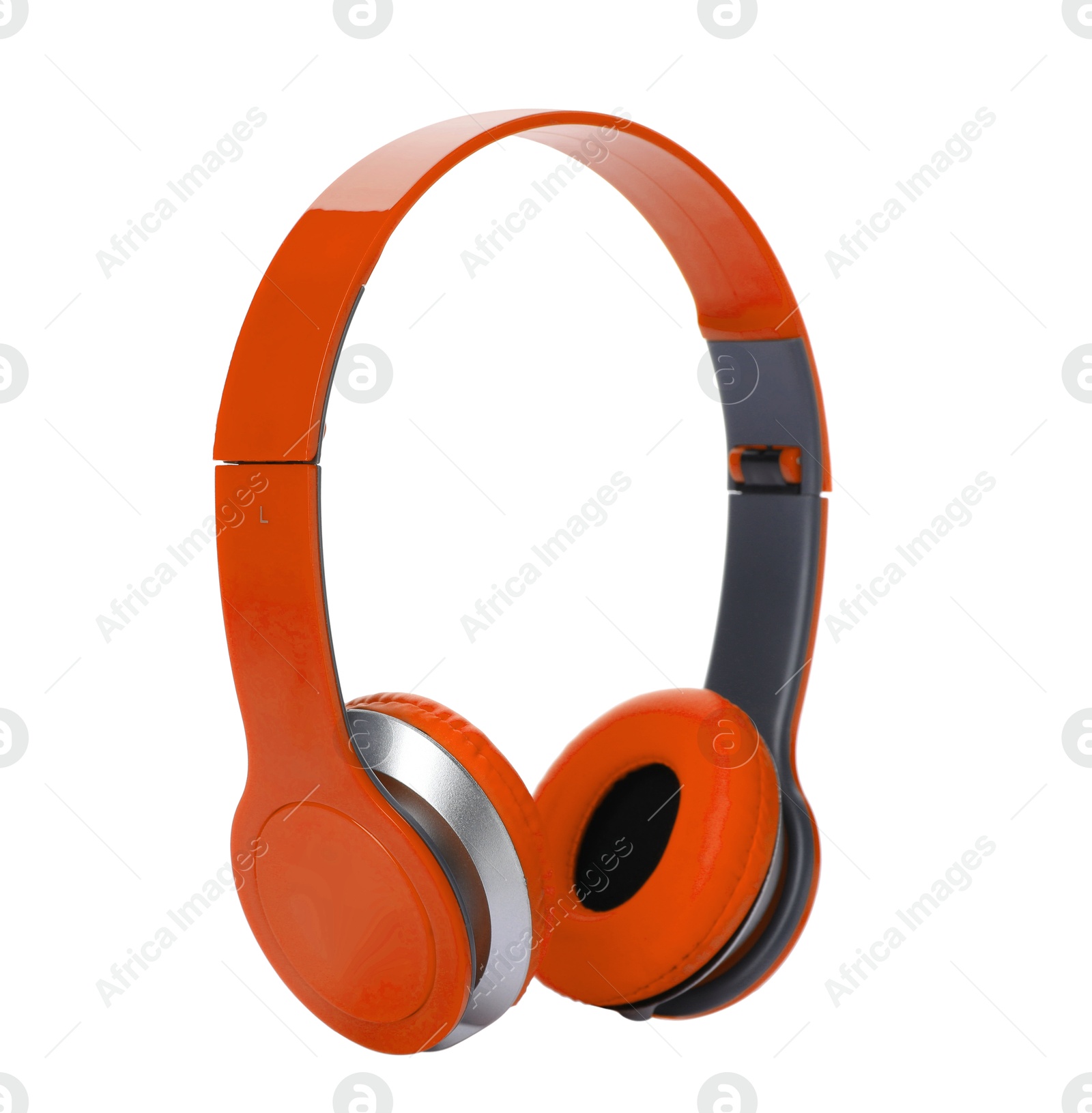 Image of Orange headphones with pads on white background