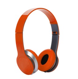 Image of Orange headphones with pads on white background