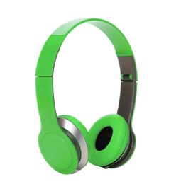 Image of Light green headphones with pads on white background