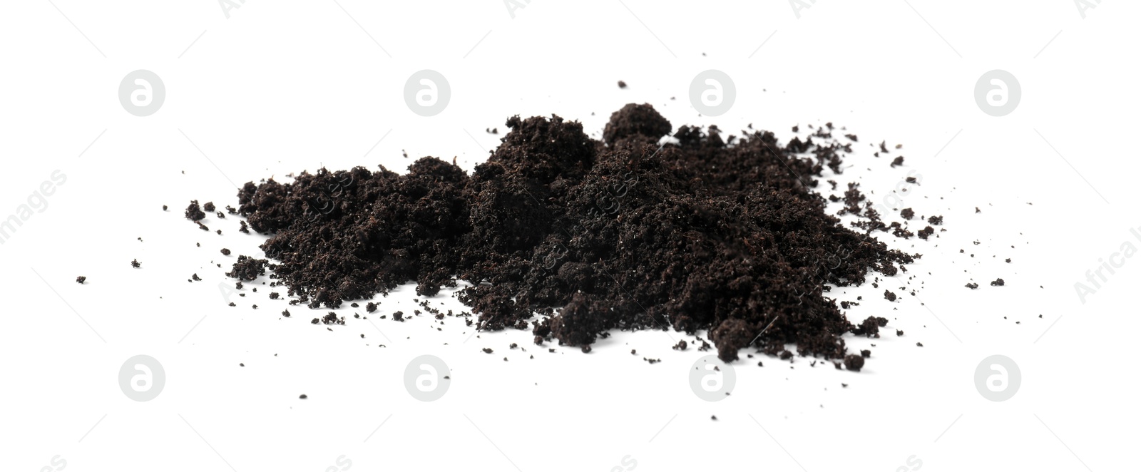 Pile of fresh soil isolated on white Photo of Pile of fresh soil isolated on white