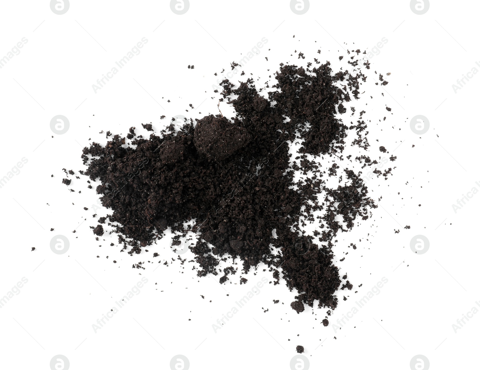 Pile of fresh soil isolated on white, top view Photo of Pile of fresh soil isolated on white, top view