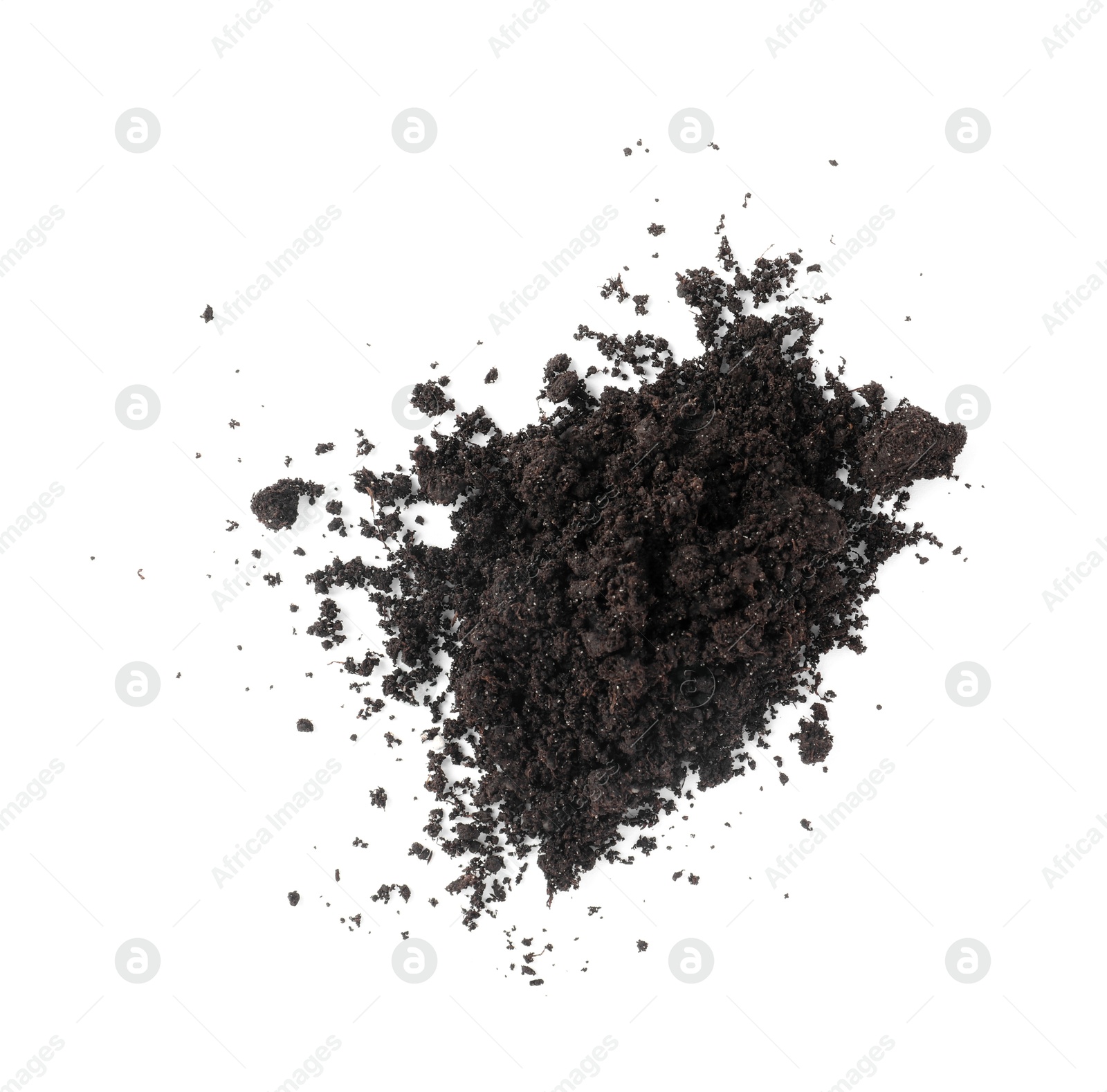 Pile of fresh soil isolated on white, top view Photo of Pile of fresh soil isolated on white, top view