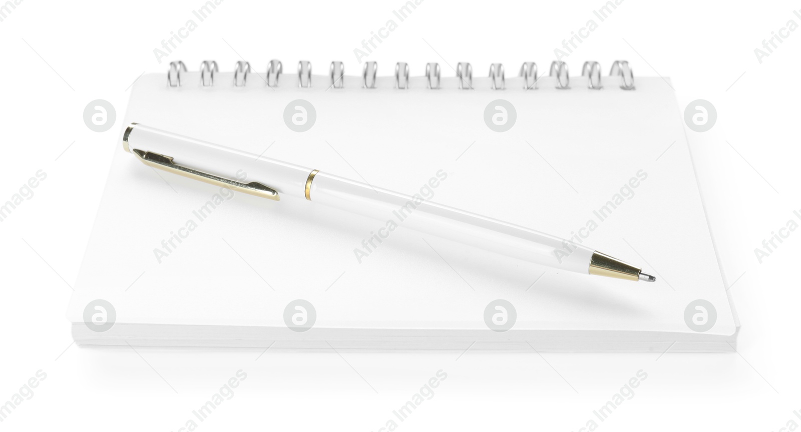 Stylish notebook and pen isolated on white Photo of Stylish notebook and pen isolated on white