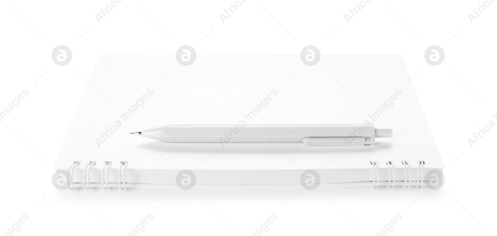 Stylish notebook and pen isolated on white Photo of Stylish notebook and pen isolated on white