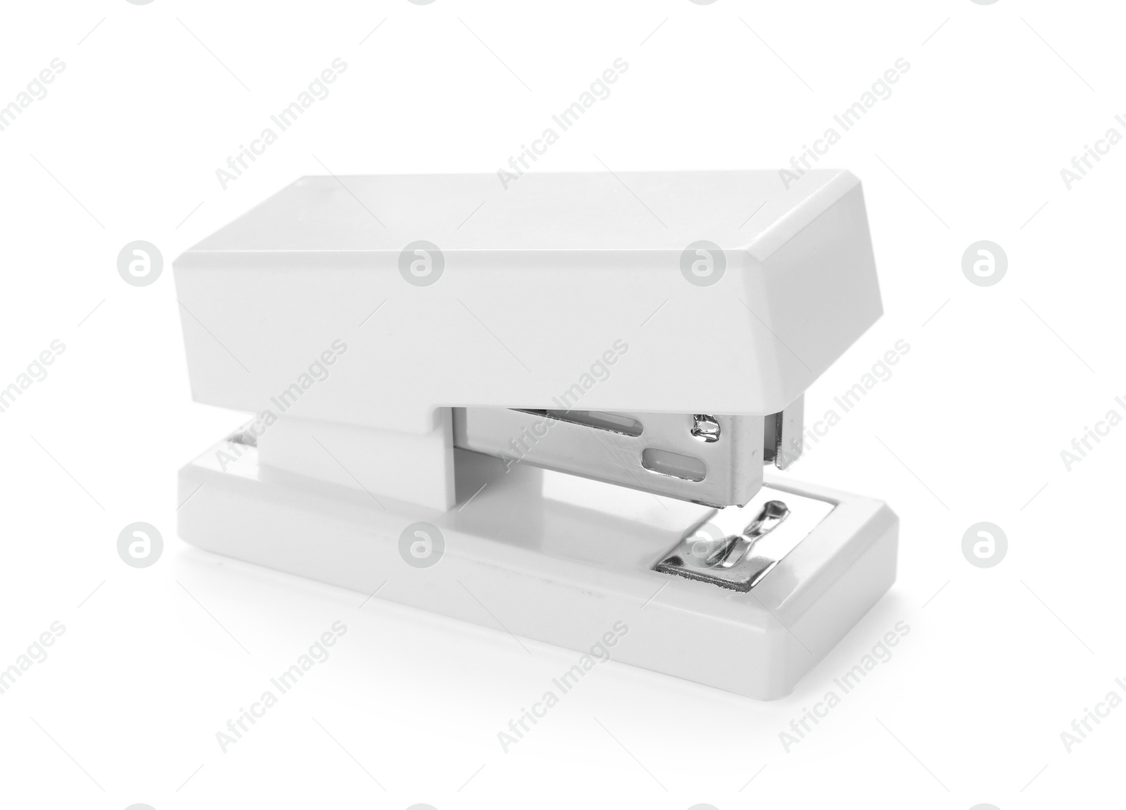 Photo of One new plastic stapler isolated on white