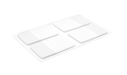 Photo of Stylish stickers isolated on white. Stationery for school