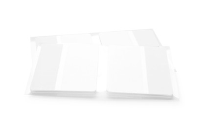 Photo of Stylish stickers isolated on white. Stationery for school