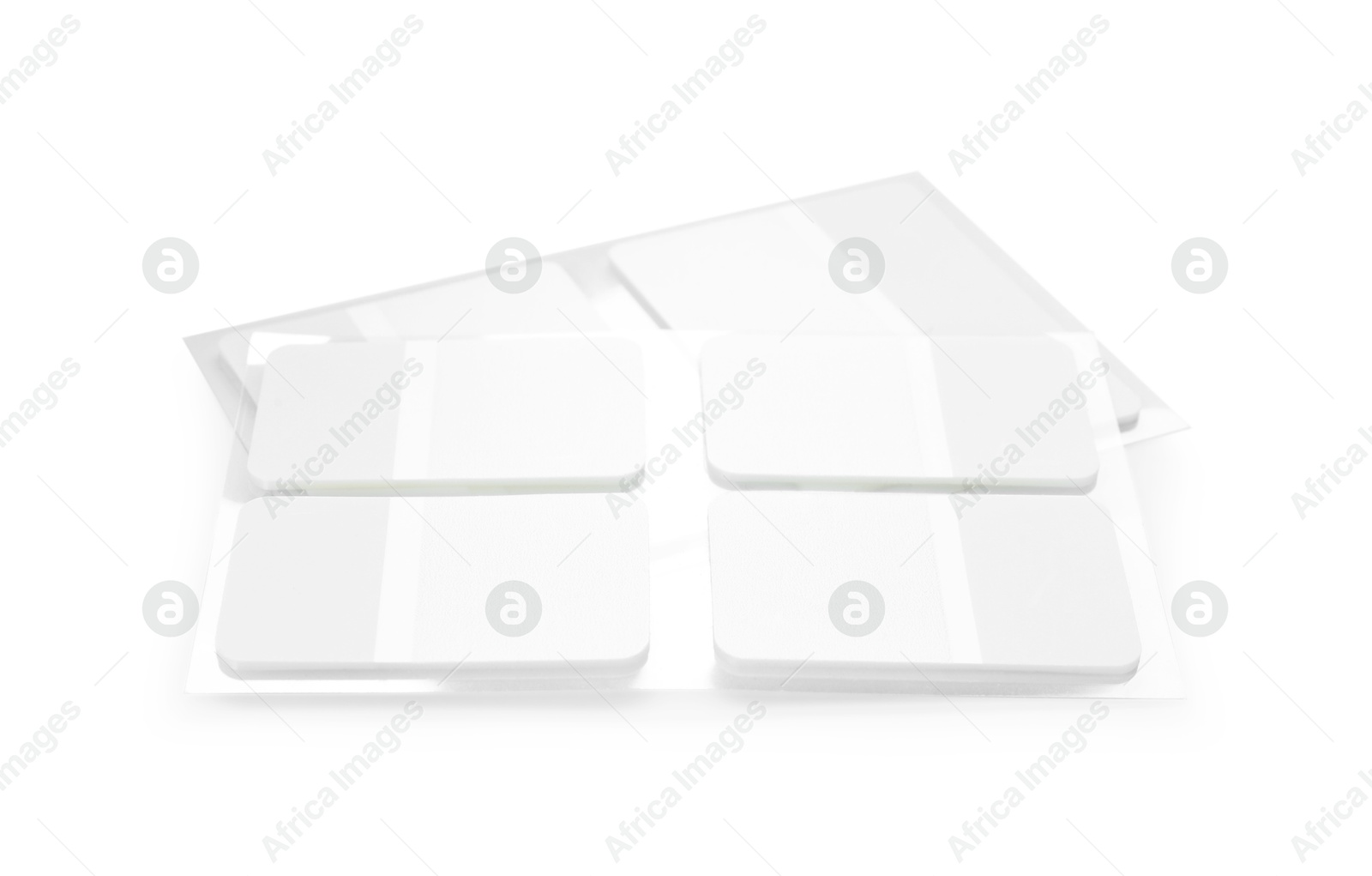 Photo of Stylish stickers isolated on white. Stationery for school