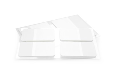 Photo of Stylish stickers isolated on white. Stationery for school