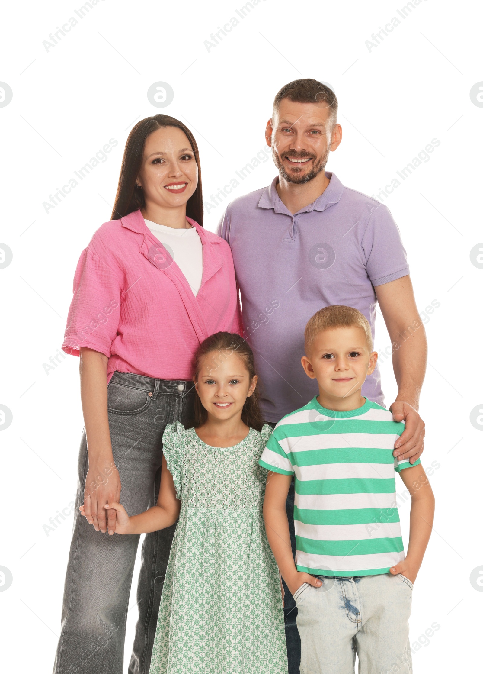 Portrait of happy family on white background Photo of Portrait of happy family on white background
