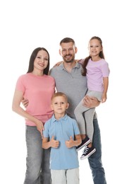 Photo of Portrait of happy family on white background