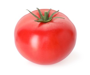 Photo of One ripe red tomato isolated on white