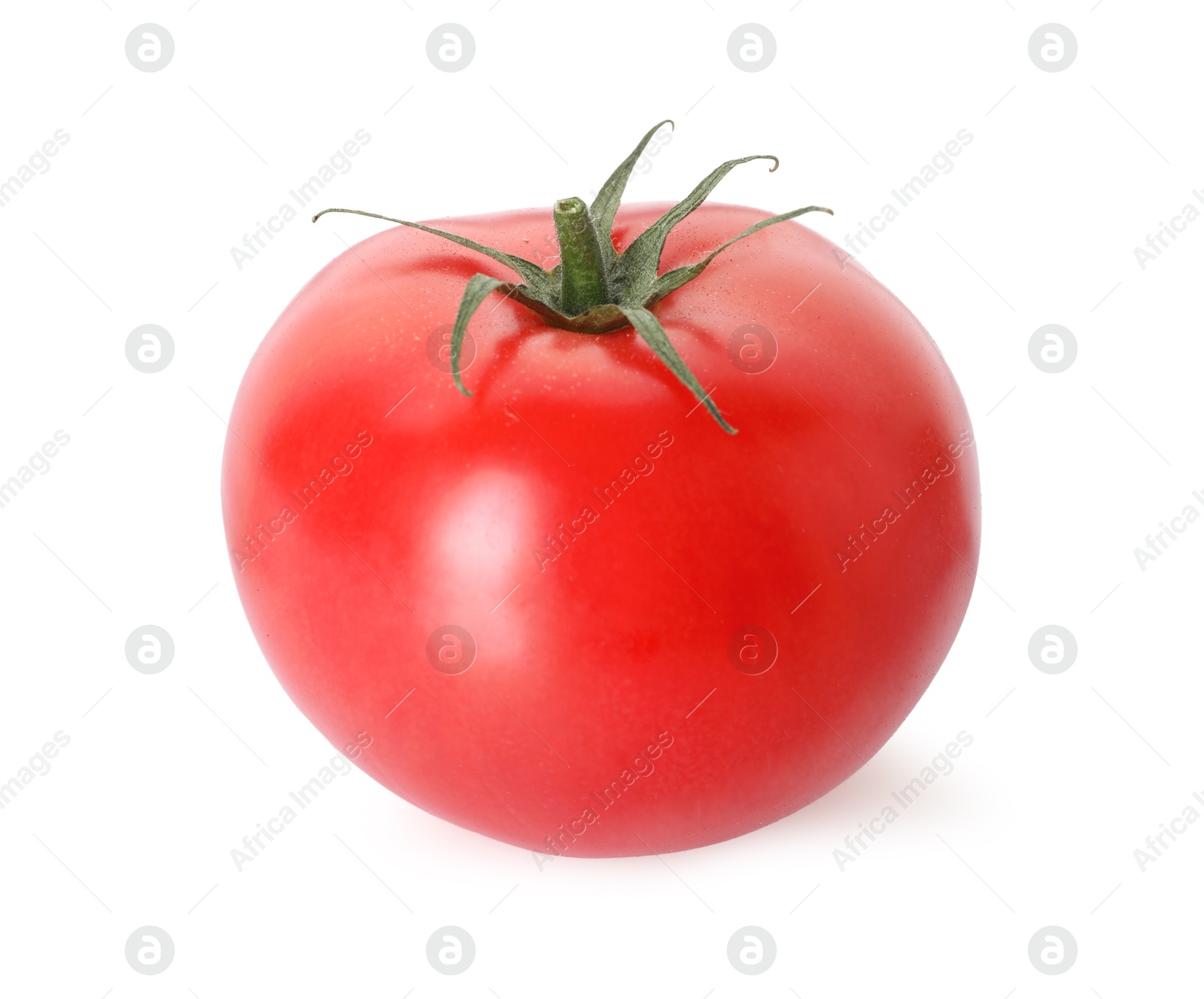 Photo of One ripe red tomato isolated on white