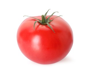 Photo of One ripe red tomato isolated on white