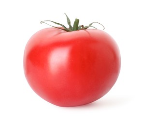 Photo of One ripe red tomato isolated on white