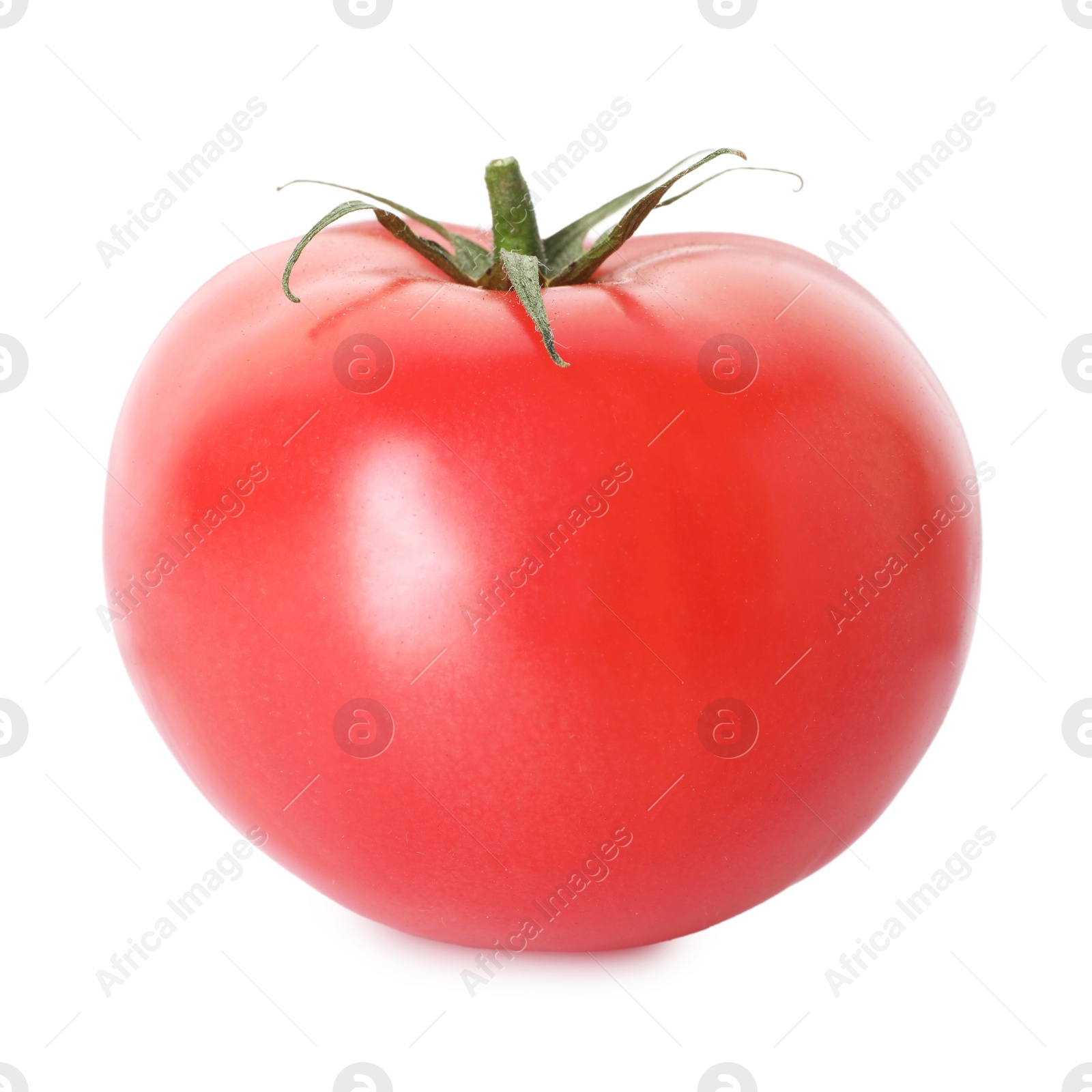 Photo of One ripe red tomato isolated on white