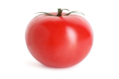 Photo of One ripe red tomato isolated on white