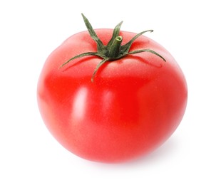 Photo of One ripe red tomato isolated on white