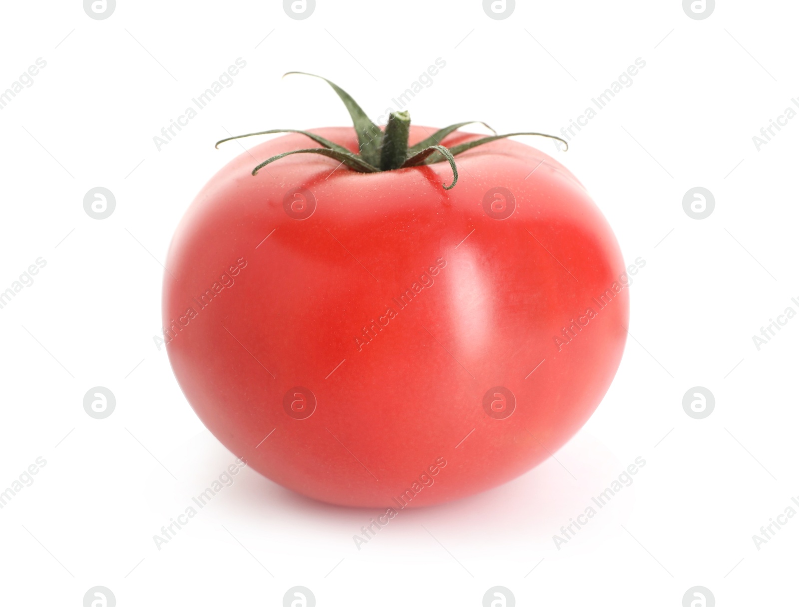 One ripe red tomato isolated on white Photo of One ripe red tomato isolated on white