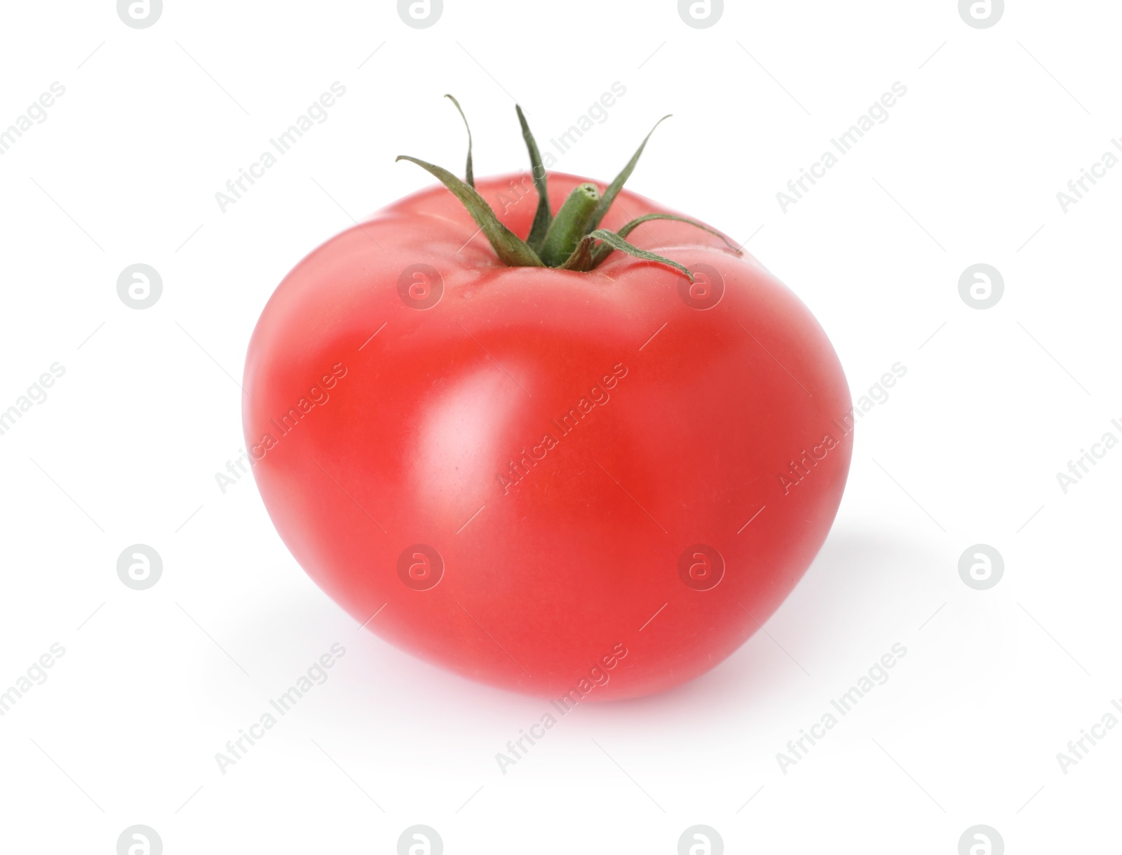 Photo of One ripe red tomato isolated on white