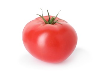 Photo of One ripe red tomato isolated on white
