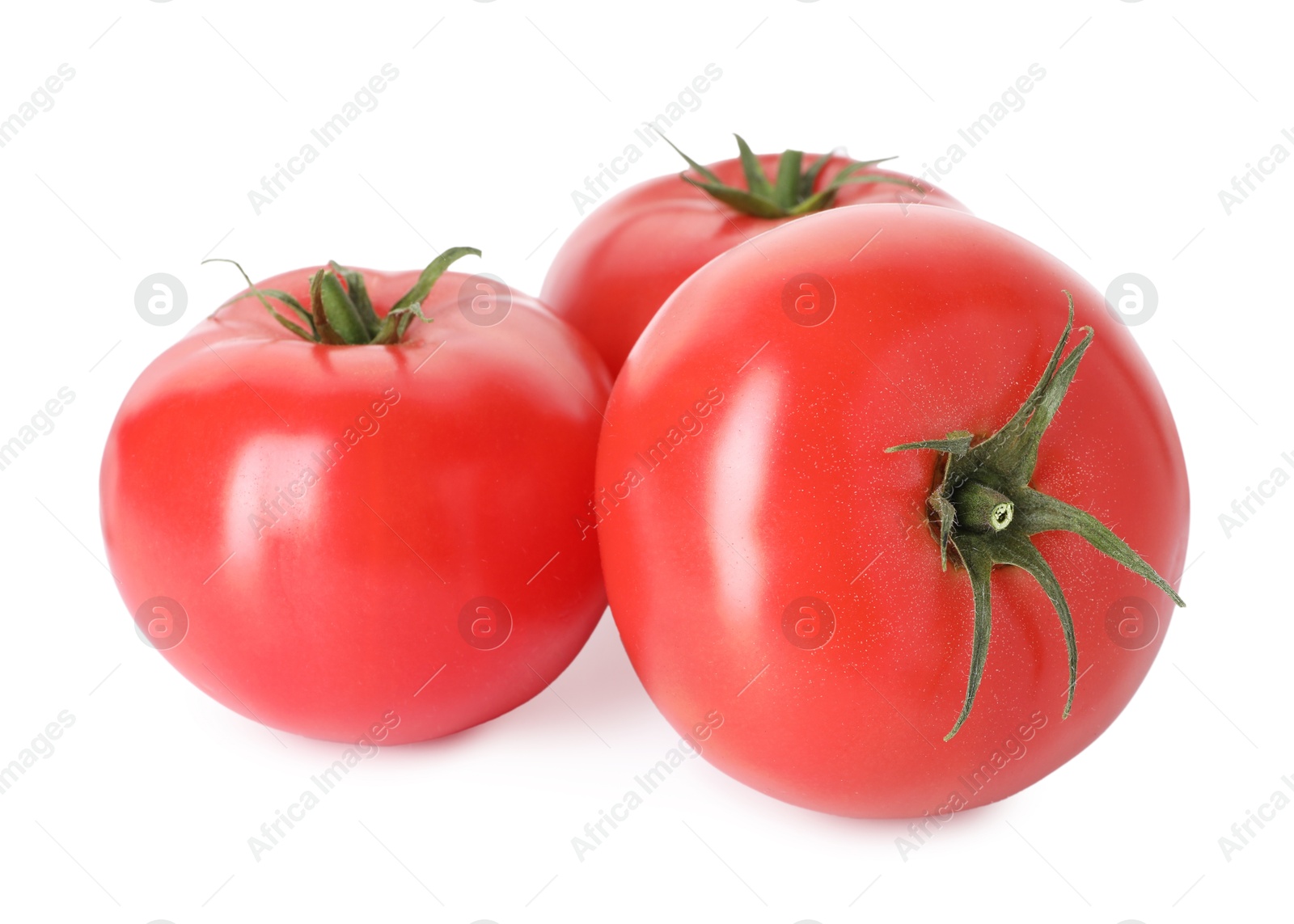 Many ripe red tomatoes isolated on white Photo of Many ripe red tomatoes isolated on white
