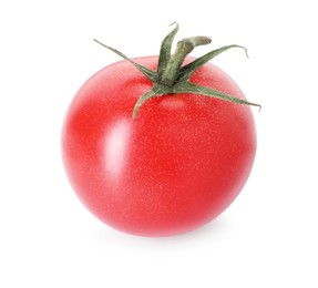 Photo of One ripe red tomato isolated on white
