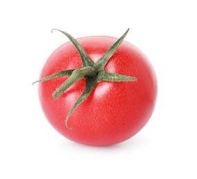 Photo of One ripe red tomato isolated on white