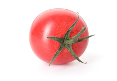 Photo of One ripe red tomato isolated on white