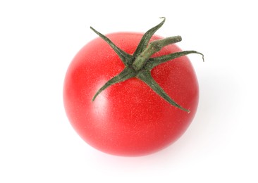 Photo of One ripe red tomato isolated on white