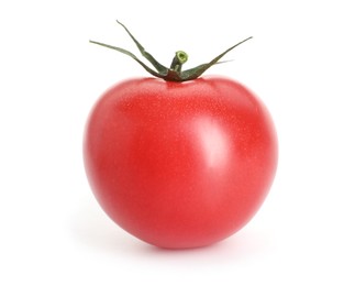 Photo of One ripe red tomato isolated on white