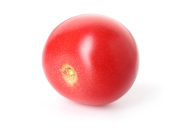 Photo of One ripe red tomato isolated on white