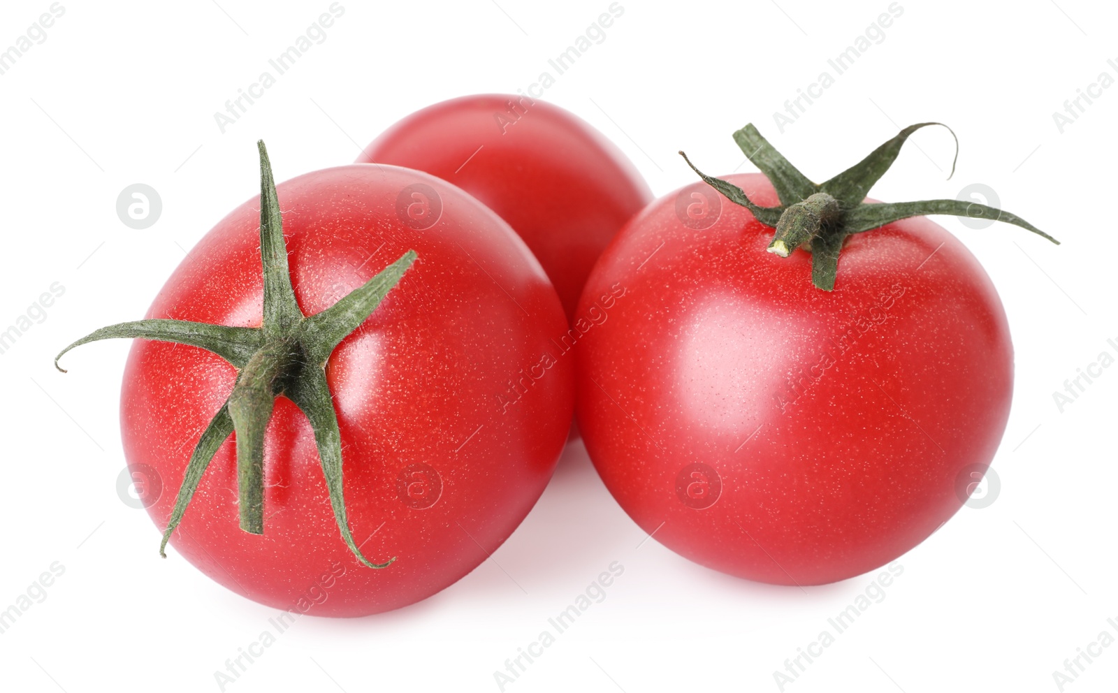 Many ripe red tomatoes isolated on white Photo of Many ripe red tomatoes isolated on white