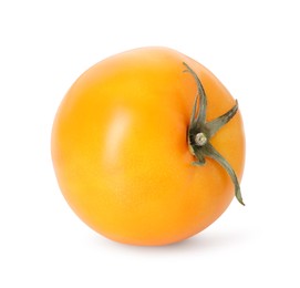 Photo of One ripe yellow tomato isolated on white