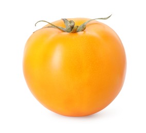 Photo of One ripe yellow tomato isolated on white